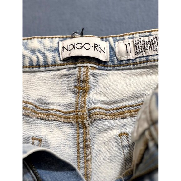 Indigo Rein Women Ankle Skinny Jeans Acid Wash Denim Distressed Blue Size 11 - Picture 7 of 7